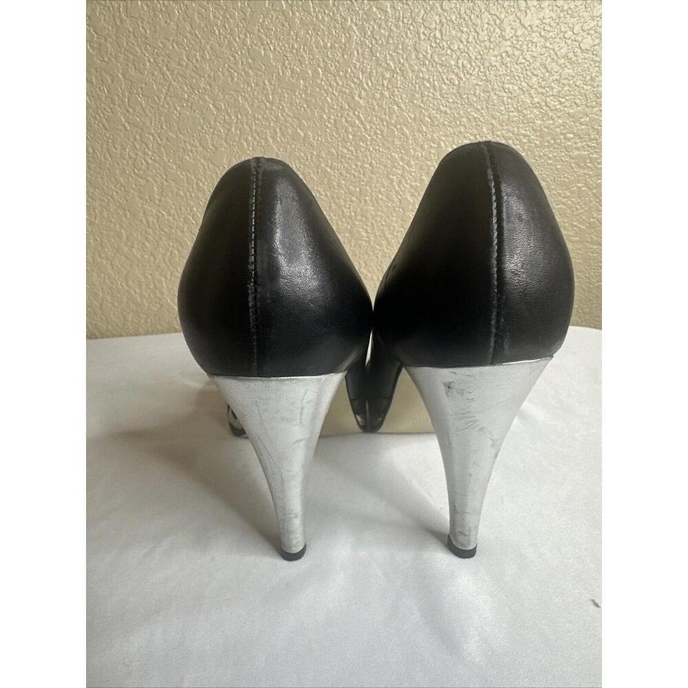 Kors Michael Kors Black Leather Opentoe Platform Heels Pumps Sandals SZ 8 M - Picture 7 of 7